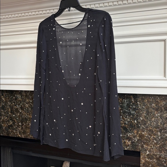 Zara sparkly black studded open back long sleeve top sz.S - Picture 7 of 16